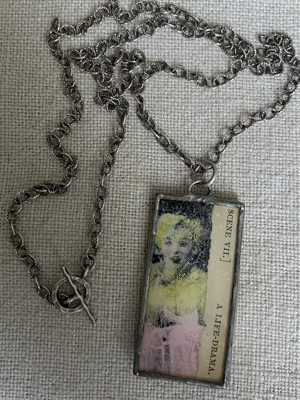 Artisan Crafted Marilyn Monroe Faceted Glass Pendant & Sterling Silver Necklace